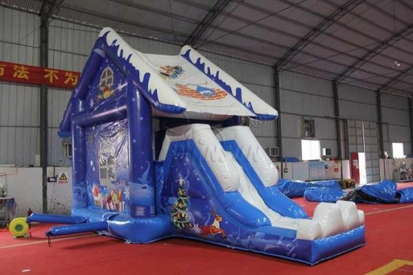 Christmas Eve Inflatable Bouncy Castle / Commercial Bounce House With N Slide WSC-238