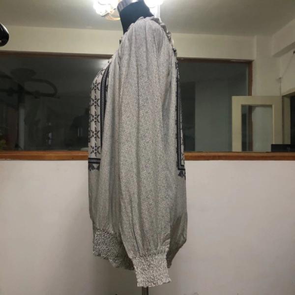 Grey Plus Size Off The Shoulder Tops Ethnic Style Women's Plus Size Blouse