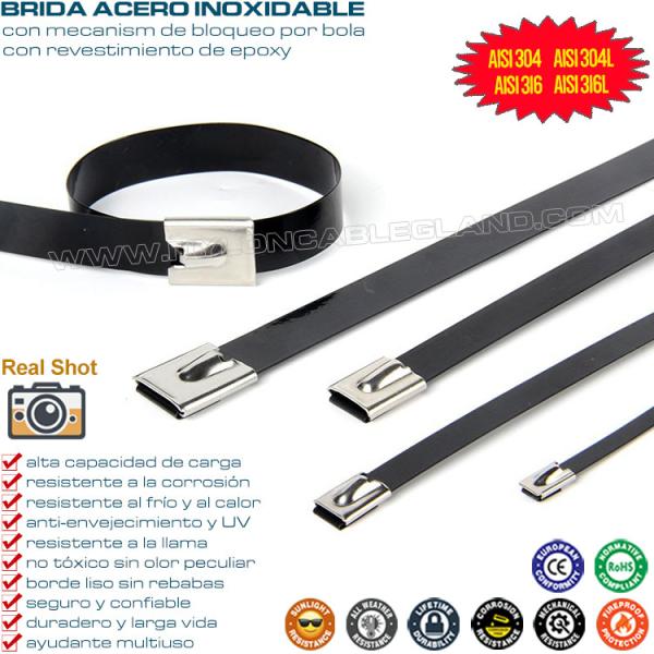 Металлическая кабельная стяжка кабелна връзка с нейлоновым покрытием, кабельная стяжка кабелна превръзка из нержавеющей стали с пластиковым покрытием SS304/SS316 400мм x 15мм (800 фунтов) для машин Кабельная стяжка хомут нержавеющей стали 304/316 с полиэфирным (эпоксидным) покрытием 15 x 400мм (800 фунтов) для машин