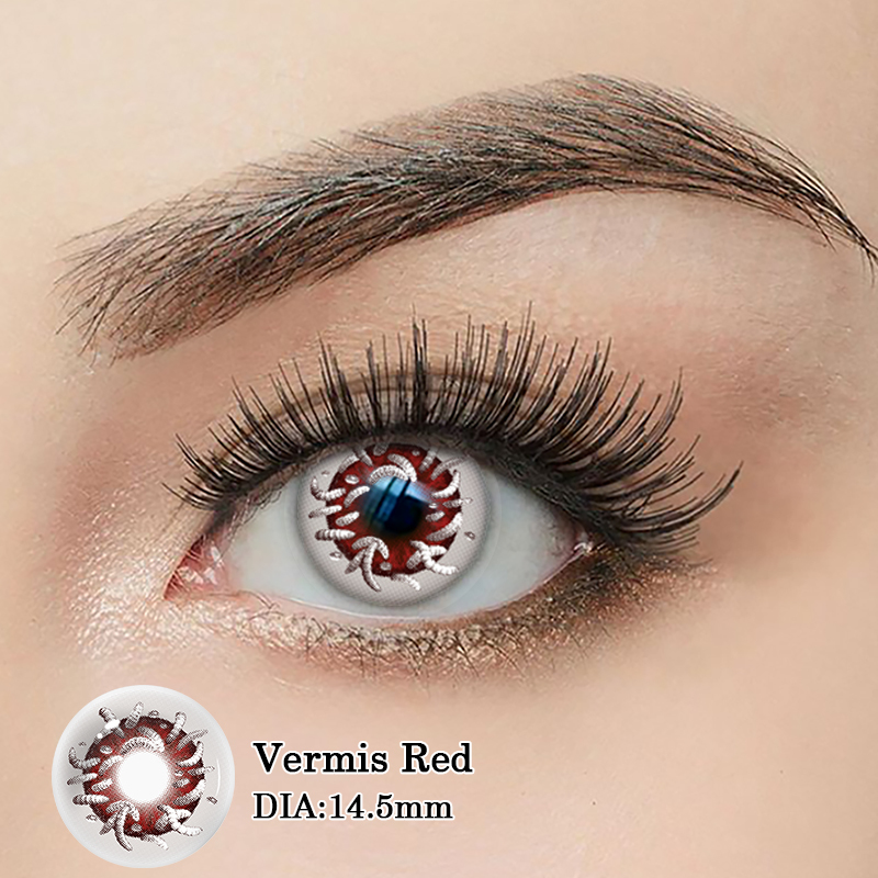 MILLCREEK Vermis Red 14.5mm SFX Contact Lenses with 40% Water Content and Yearly Lifespan for Horror Cosplay
