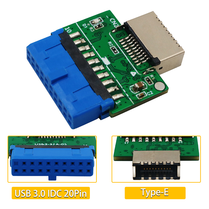 Вертикальный тип-E ключа- USB 3,1 к переходнику расширения заголовка 20Pin USB 3,0 мужскому