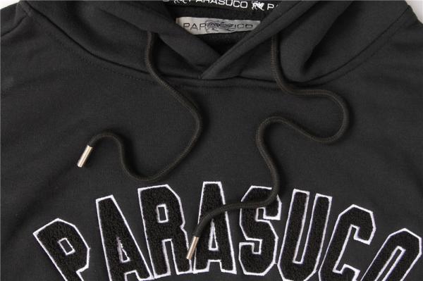 Black Towel Embroidered Mens Hoodie 320gram 65% Polyester 35% Cotton