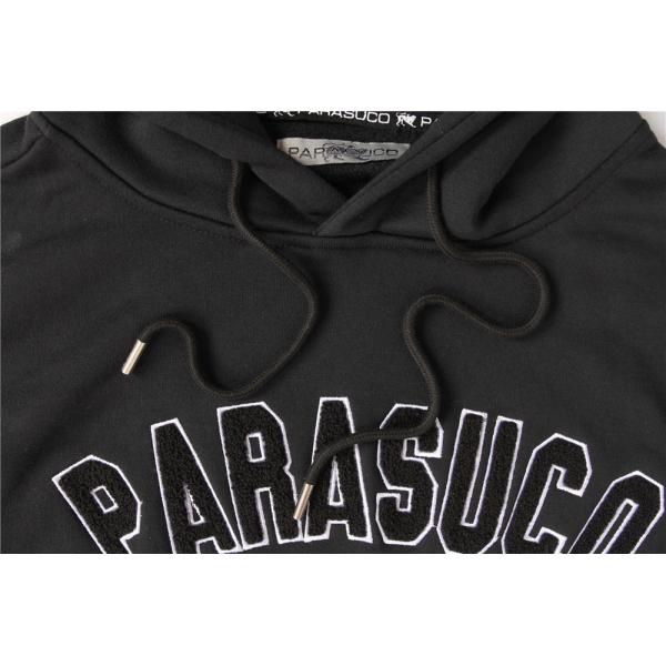 Black Towel Embroidered Mens Hoodie 320gram 65% Polyester 35% Cotton