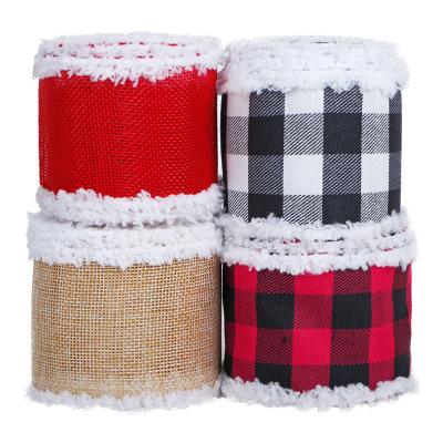 63mm Wired Edge Burlap Ribbon Ideal for DIY Christmas Crafts and Gift Wrapping Needs
