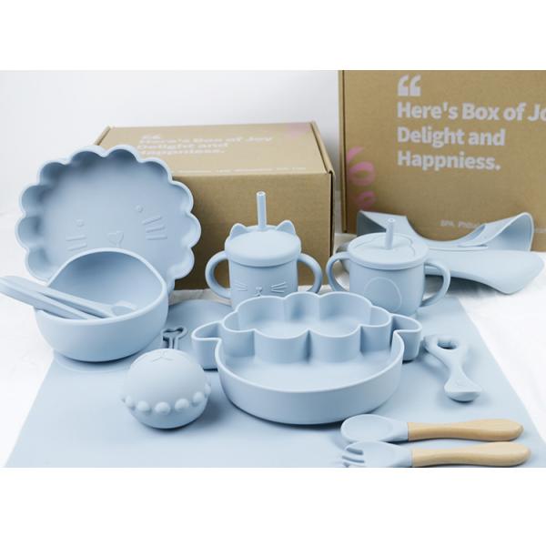 Оптовый младенец Geschirr привел отучать продукт набора Посуда младенца силикона плиты шара ложки шара ложки Bib силикона питаясь