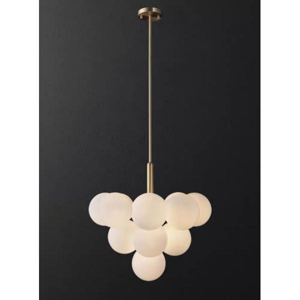 Luxury Home Decoration Alabaster Ball Modern Nordic Copper Chandelier Pendant Lights For Living Room Restaurant