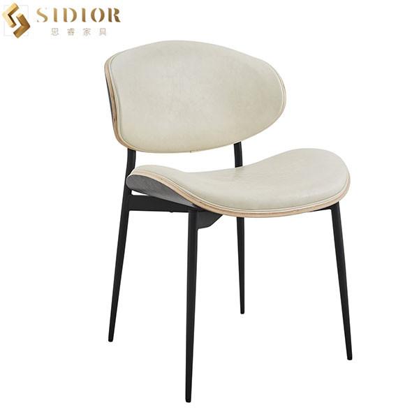 Restaurant Modern Fabric Upholstered Dining Chairs H54.5cm Luxury Metal Legs