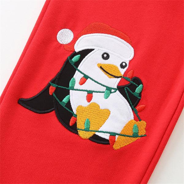 Meninas Novo Estilo Natal Calças Desportivas Infantiles Algodão de Trico Bordado Calças de Desporto Infantiles