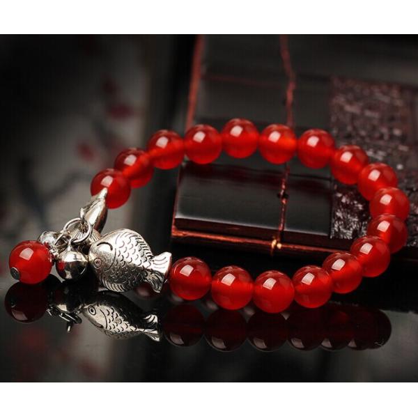 Red agate bracelets, kissing fish beads charm gemstone bracelet