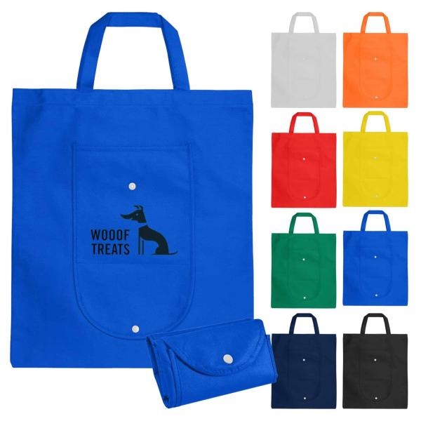 Fold Away Reusable Collapsible Shopping Bag PP Non Woven Custom Logo