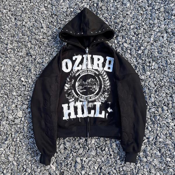 Patches bordados de moda Acid Wash Hoodie de gran tamaño Logotipo personalizado