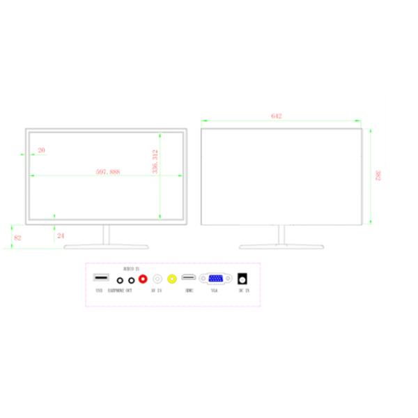 27 inch plastic bezel HDMI VGA video ouput audio 2K 1080p LED display for surveillance security system laptop display