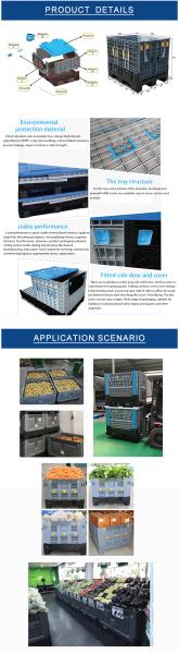 Big Plastic Crates Heavy Duty Bulk Storage Containers Large Collapsible Pallet Box Recyclable Bulk Cargo Storage Foldable Pallet Box Industrial Commercial Stackable Plastic Pallet Box