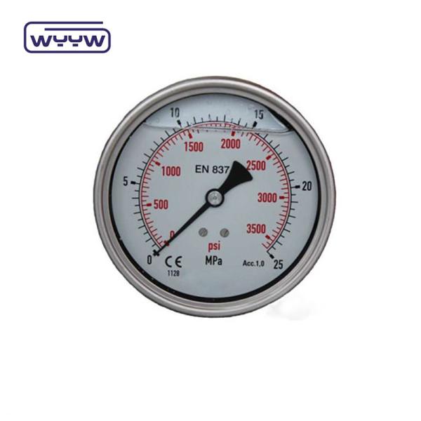 Back Mount Oil Filled Pressure Gauge 100mm Size Stainless Steel Material