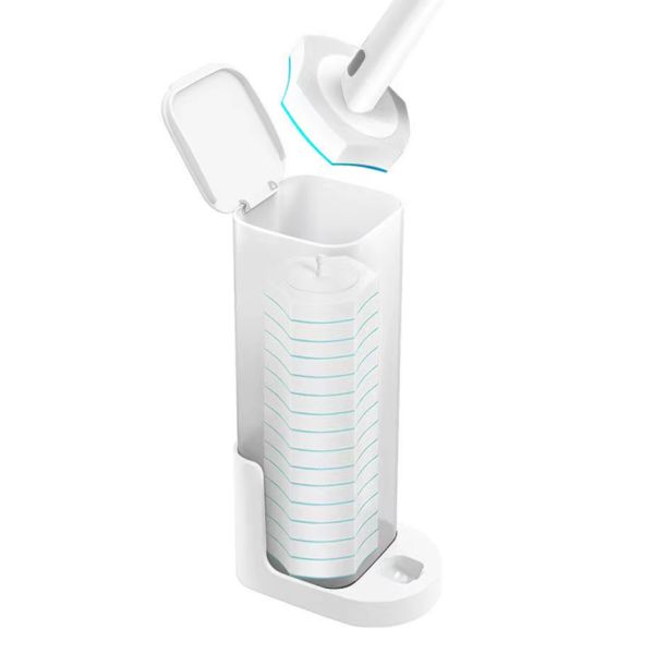 Disposable Toilet Brush Set – Handle + 16 Refill Heads – Non-Scratch Bathroom Cleaning Kit