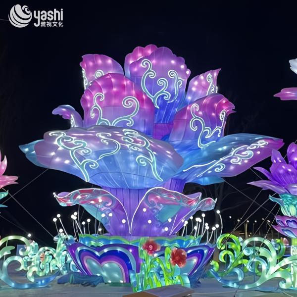 Chinese Festival LED Zigong Lantern Large Artificial Flower Sculpture Detachable