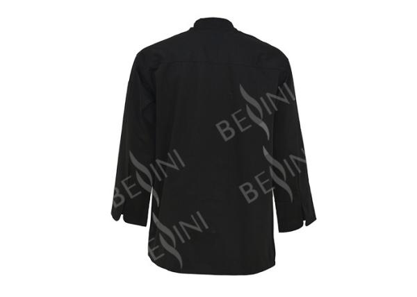 Long Sleeve Men'S Protective Work Clothing Black Chef Jacket Eco Friendly