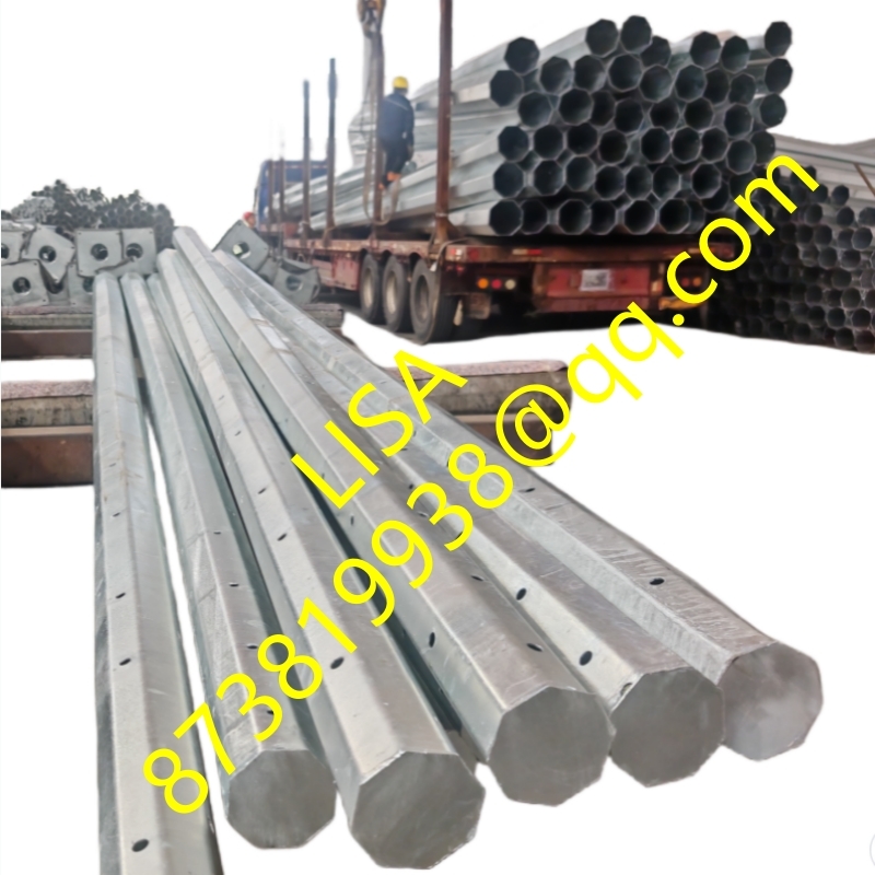 Hongxin 40FT Hot-dip Galvanized Steel Utility Pole with 345Mpa Yield Strength
