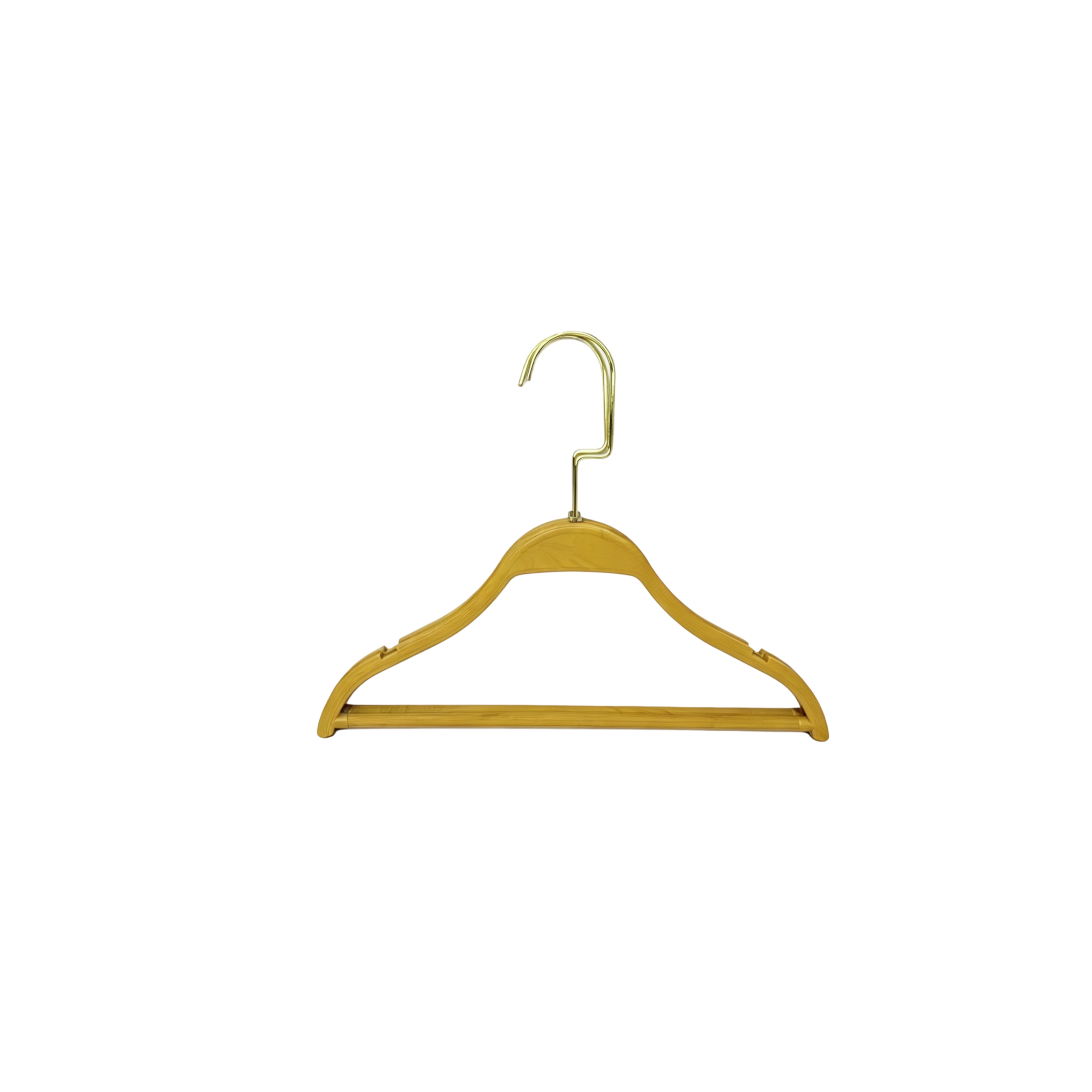 Wood-look non-slip residue-free children's clothing hangers and kids clothes hangers for durable use in stores