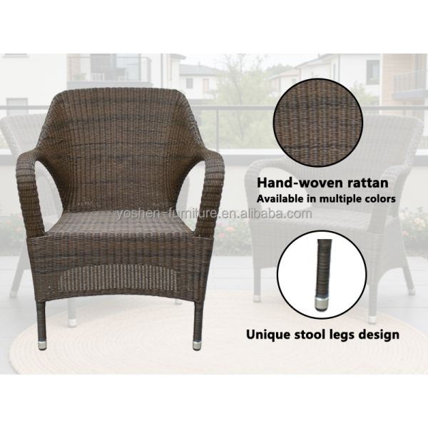 Rattan Waterproof Outdoor Stackable Dining Chairs for Restaurant Beach Park Use