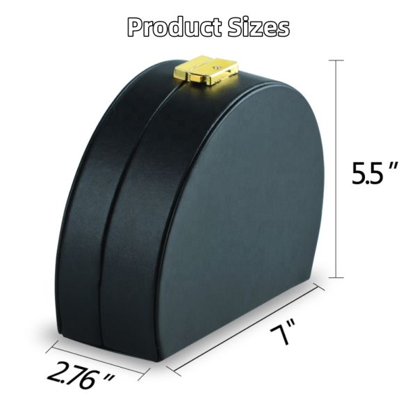Handmade Custom Romantic Elegant Portable Travel Black PU Leather Case Caja Joyeria Jewelry Box