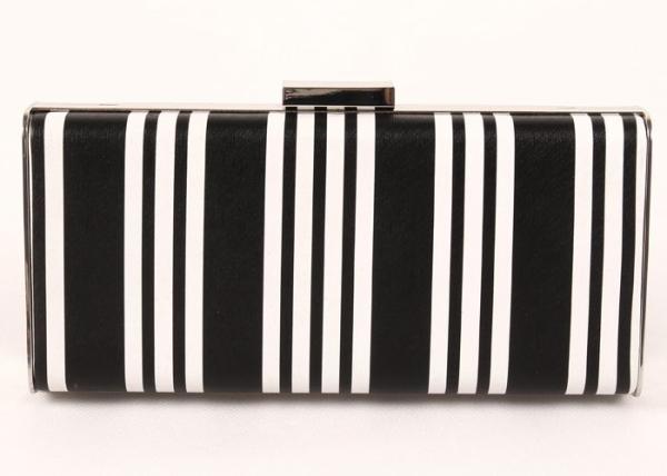 Fashionable Black And White Clutch Handbags , PU Leather Evening Bags And Clutches