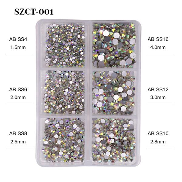 Nail SPA 6 Grid Mix Flat Bottomed Glass Shaped Drill Crystal Multi Shape Glass Diamonds