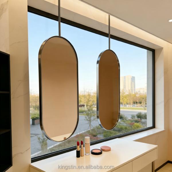 Kingstin Hotel Bathroom Mirror Design Bath Oval Hanging Makeup Mirror for Toilet