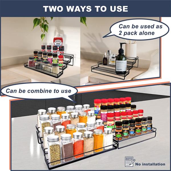 28.8*15.5*29.8cm Lacquer Spice Rack Organizer for Kitchen Countertop Bathroom Storage