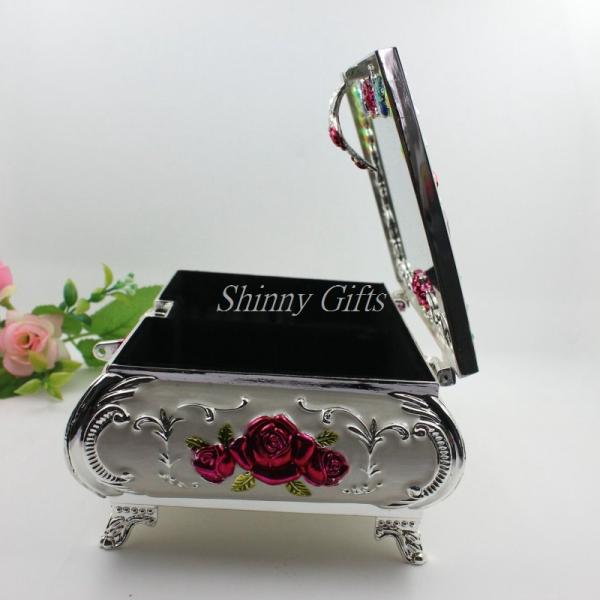 Shinny Gifts Metal Jewelry Box Earring Storage Box for Wedding Gifts&Desktop Decoration