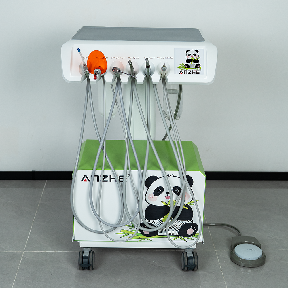 Portable Veterinary Dental Unit with Silent Oil Free Air Compressor Compact Veterinary Dental Workstation with Ultrasonic Scaler LED Curing Light and Suction System for Animal Dental Clinic