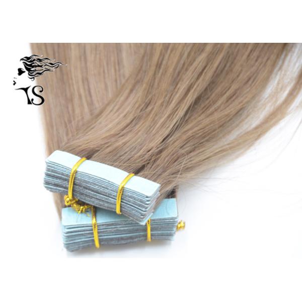 Silky Straight Tape In Human Hair Extensions For Fine Thin Hair Light Brown