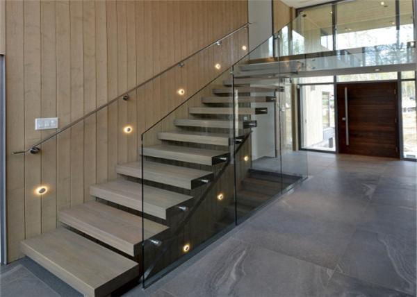 Contemporary Metal Floating Stairs , Wooden Staircase Designs For Homes