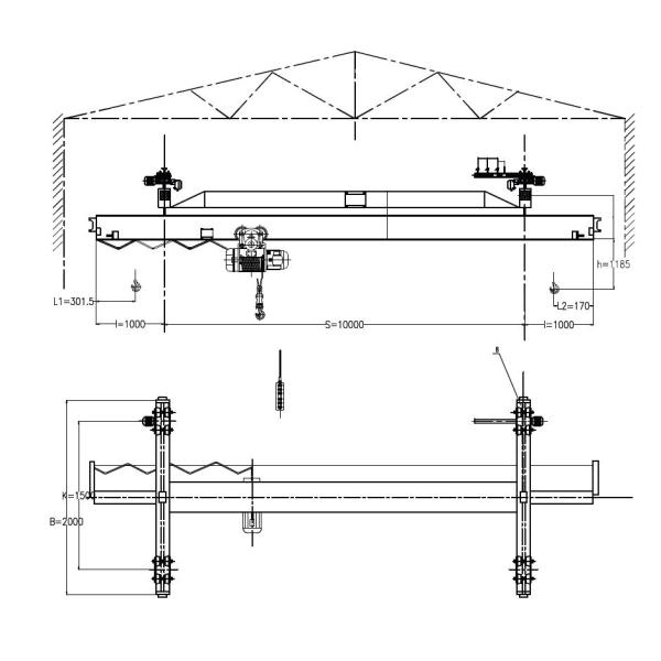 Луча надземного крана прогона 3 тонн мостовой кран одиночного электрического одиночного Underhung
