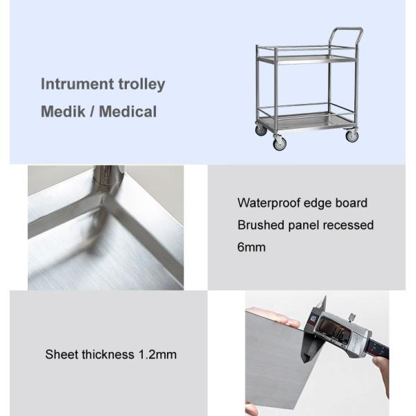 Two Shelves Stainless Steel Medical Dressing Trolley With Pushing Hand