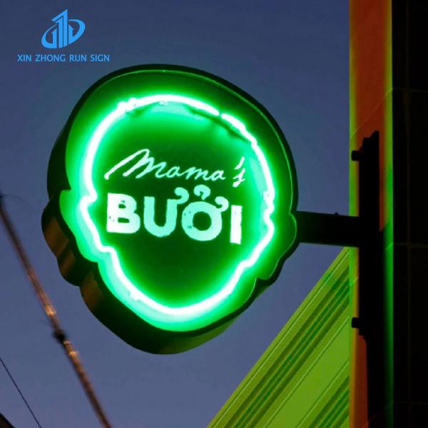Retro neon outdoor lighting lettering metal double-sided 3D slot lettering
