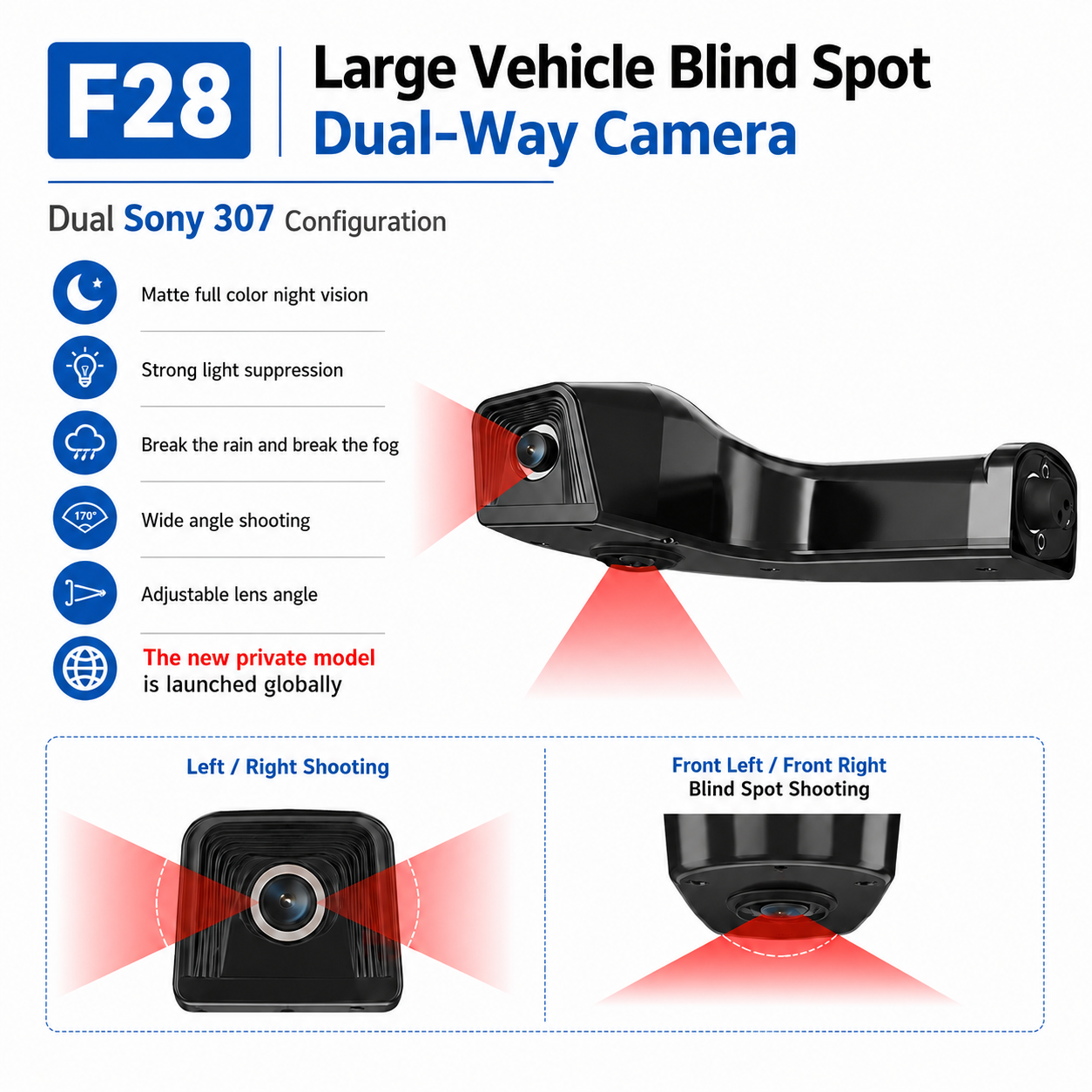 18.88 Inch Truck Digital Side Mirror Monitor System 1080P Dual Lens Camera Electronic Rear View Mirror for Heavy Duty Truck
