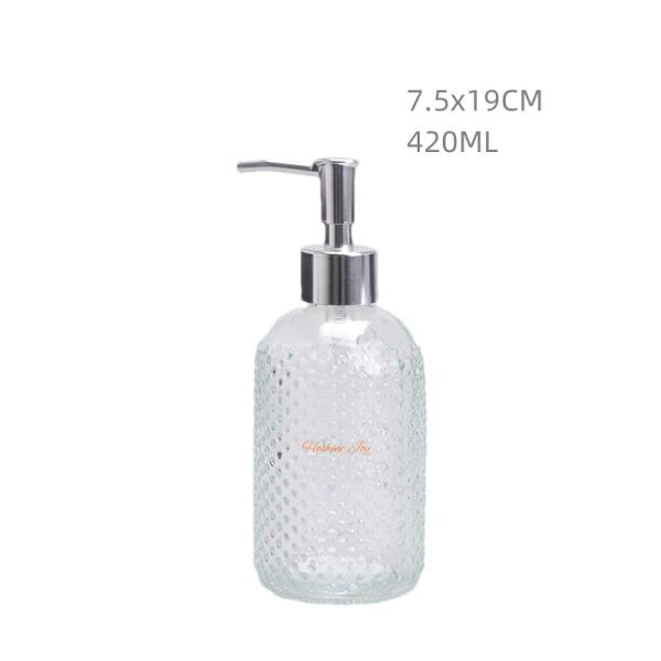 Cylinder Reusable Glass Soap Dispenser Bottles Closure Screw On Type Design