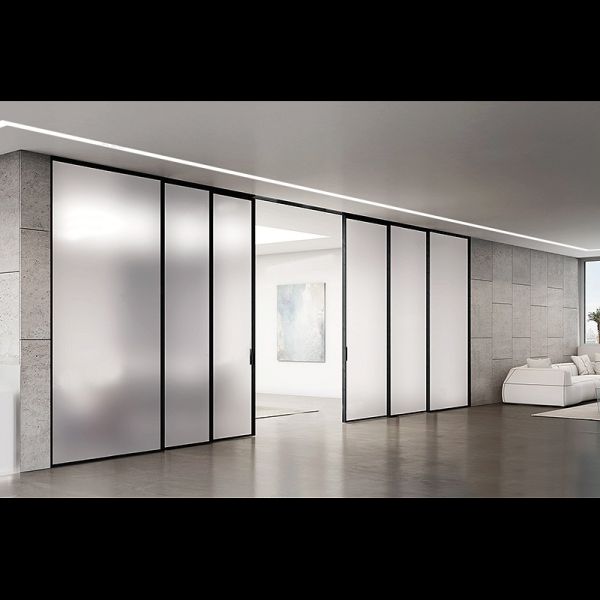 Modern Frosted Glass Aluminum Bathroom Door Finished Easy Clean