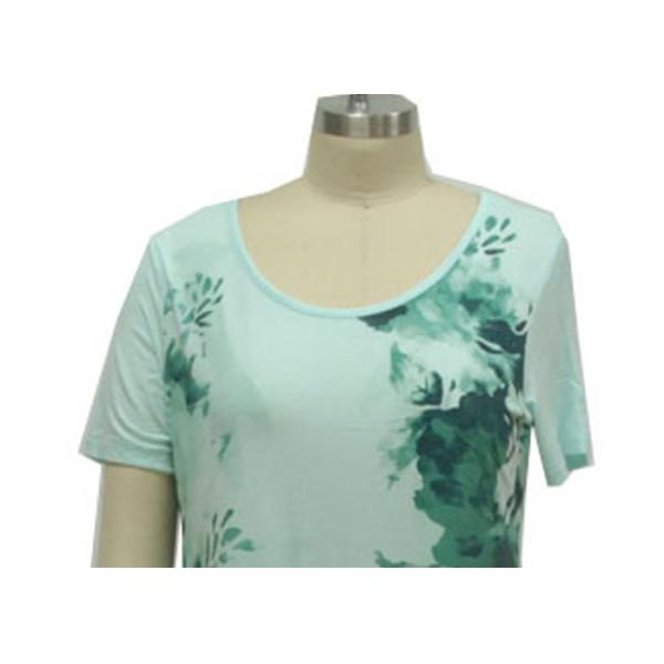 Fitness Casual Ladies Wear Short Sleeve Crew Neck T Shirt Big Flower Printing