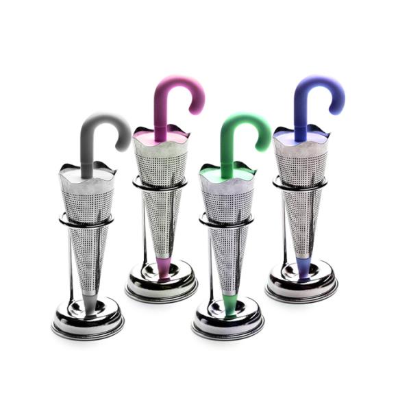 Stainless Steel 304 Umbrella Shape Silicone Tea Bag Strainer with Stand Coffee Tea Filter