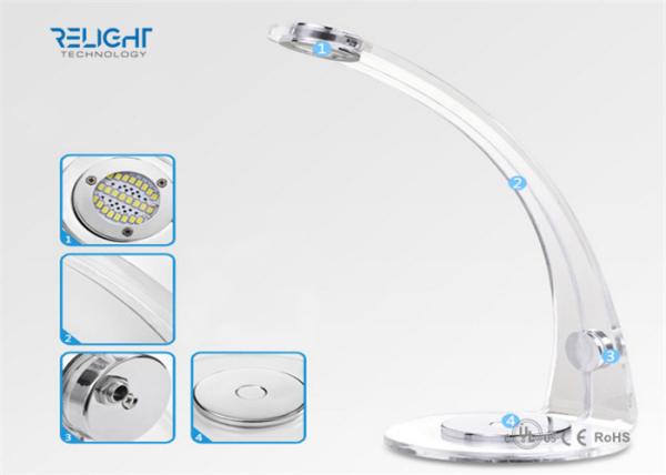 Acrylic Desk Lamp with Adjustable Light Colors Blue and White Color Firm Body