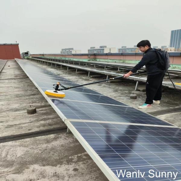 Single-Disc Petrochemical Industry PV Solar Panel Cleaning Brush with Telescopic Handle and Heavy-Duty Bristles