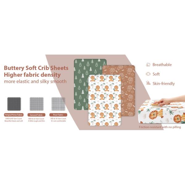 3 Pack Microfiber Baby Crib Sheets 52x28 or 38x26 Inches