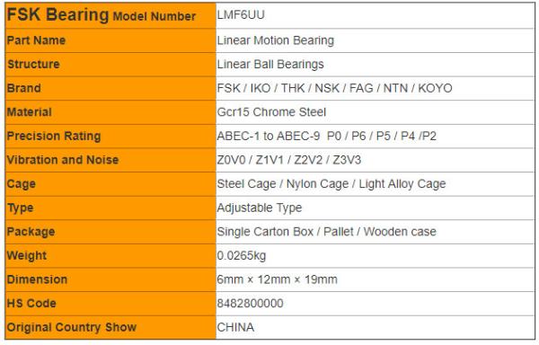 LMF6UU Linear Motion Bearings Round Flanged Bushing 6mm × 12mm × 19mm
