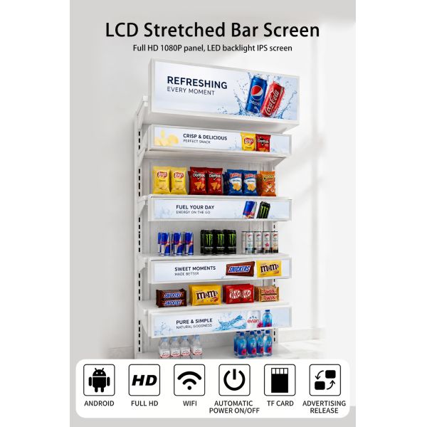 21 24 28 Inch Custom Stretched Bar LCD Display Ultra Wide Screen Advertising Player Digital Signage and Displays