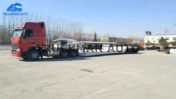 4 Axles Lowboy Semi Trailer Q345 High Tensile Steel  70-80 Tons Capacity