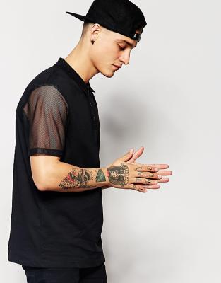 2016 new style fashionable polo shirt with mesh sleeves fancy polo shirts