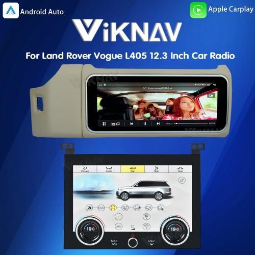 Viknav 12.3 Inch Touch Screen Car Radio And AC For Land Rover Range Rover Vogue L405 2013-2017 Multimedia Player GPS Navigation Head Unit (Beige All)