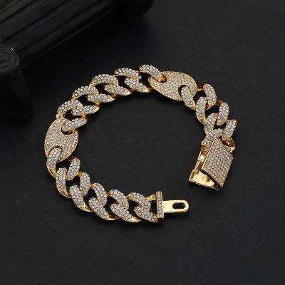 Hot Sale Men Hip Hop Pig Nose Bracelets Miami Cuban Link Chain Bracelet for Men and Women Girls Jewelry Gifts